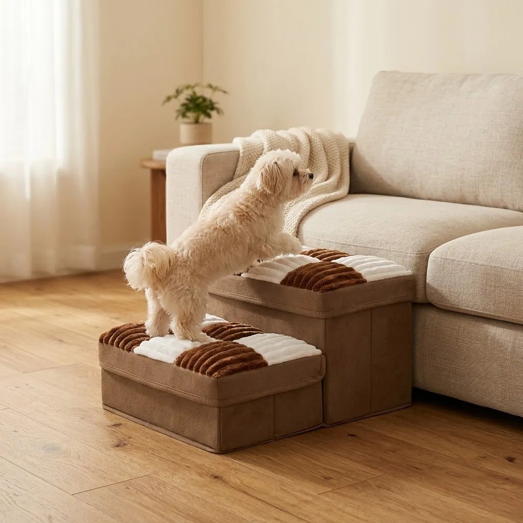 Escalier Orthopédique pour Chien avec Rangement, Pliable & Antidérapant