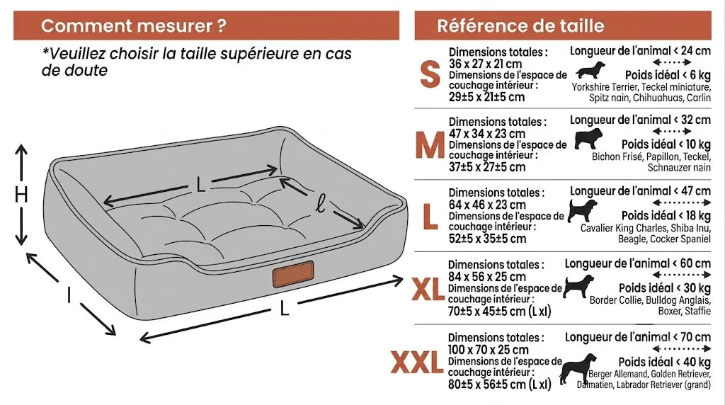 Lit Orthopédique - Le Solide - Guide des tailles