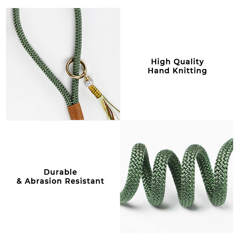 Laisse Éducation Corde Tressée Main Chien | Anti-Traction, Nylon Résistant, Mousqueton Métal, 3 Coloris