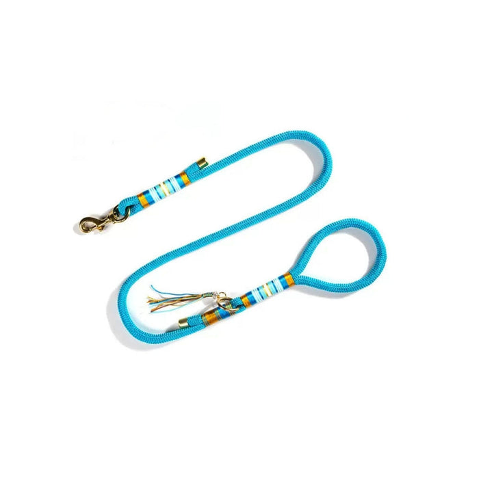 Laisse Corde Tressée Main pour Chien | Nylon Haute Résistance, Mousqueton Métal, Bleu Marine, Balade & Éducation