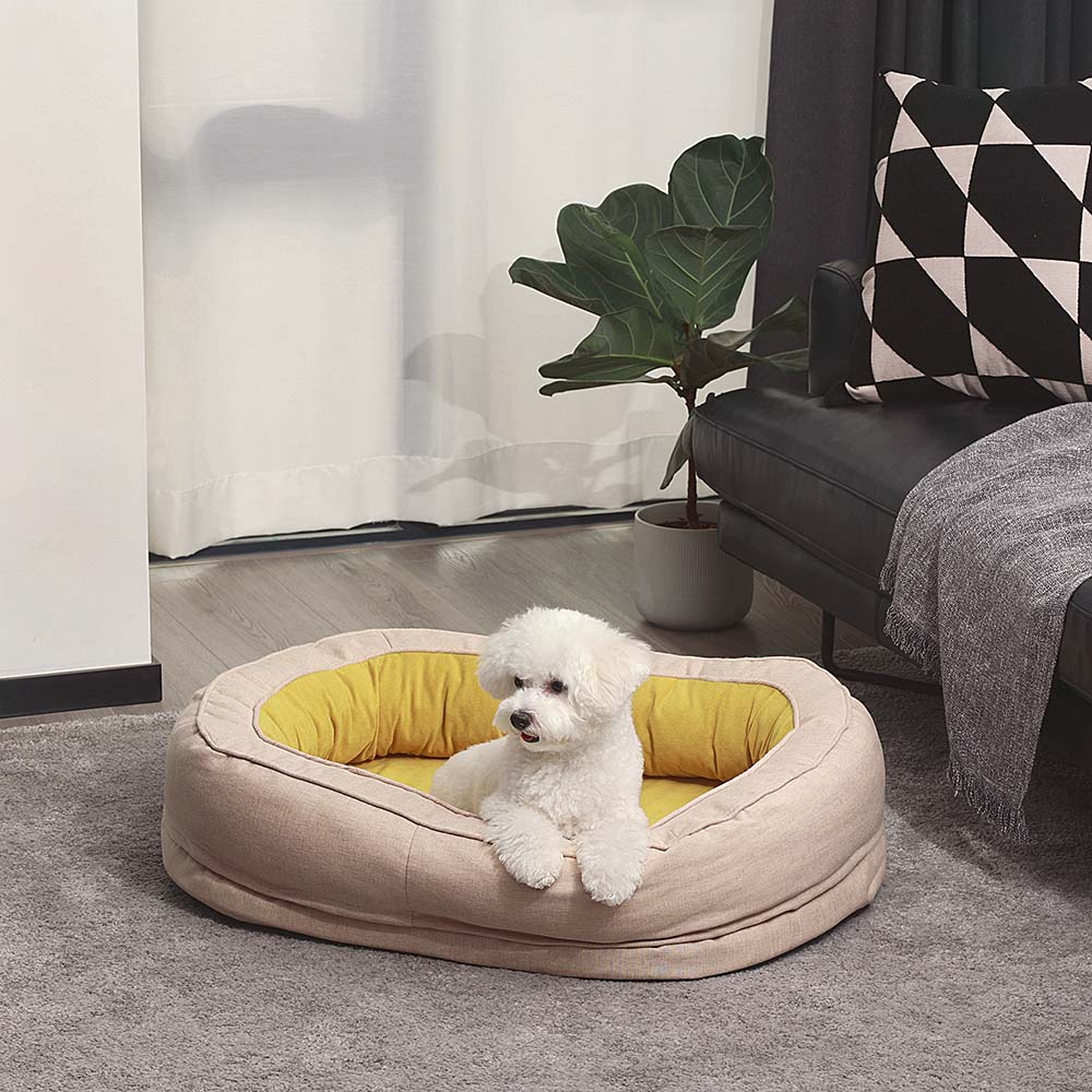 Lit Donut Moelleux pour Chien | Rembourrage 3D, Enveloppant, Lavable, Toutes Tailles