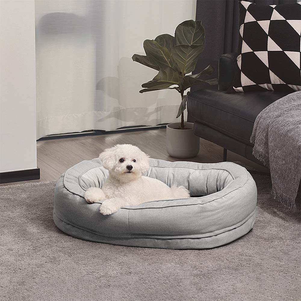 Lit Donut Moelleux pour Chien | Rembourrage 3D, Enveloppant, Lavable, Toutes Tailles