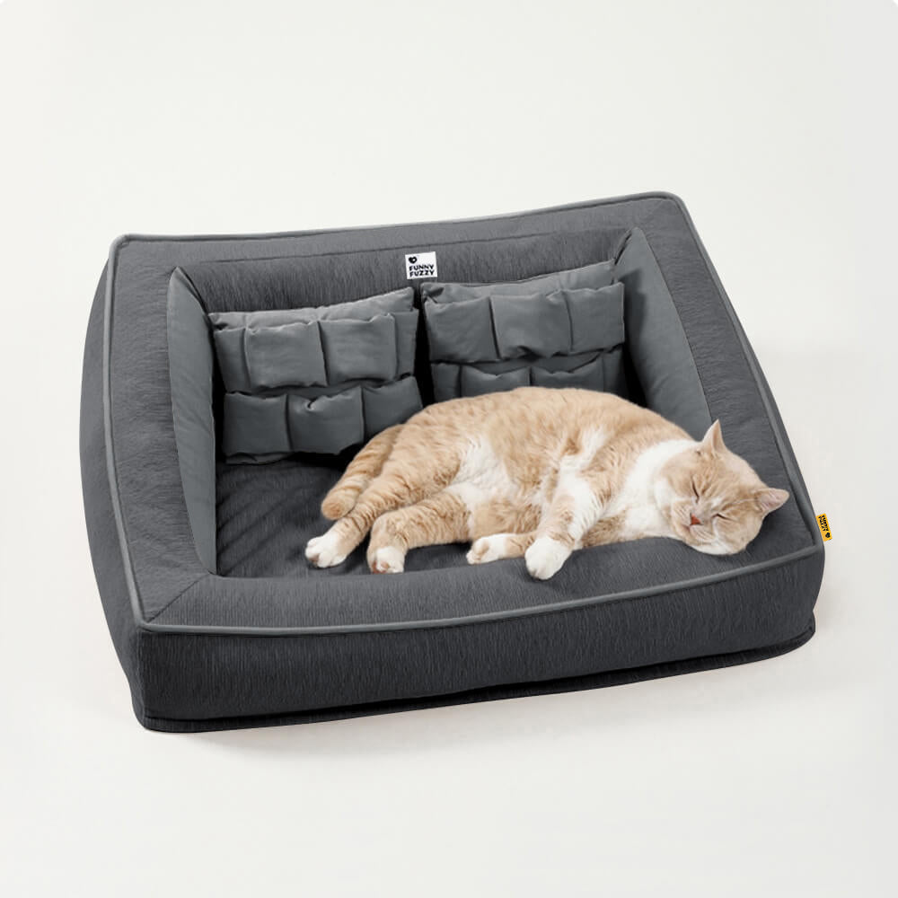 Sofa Orthopédique avec Coussins pour Chien | Mousse Haute Densité, Antidérapant, Seniors & Arthrose