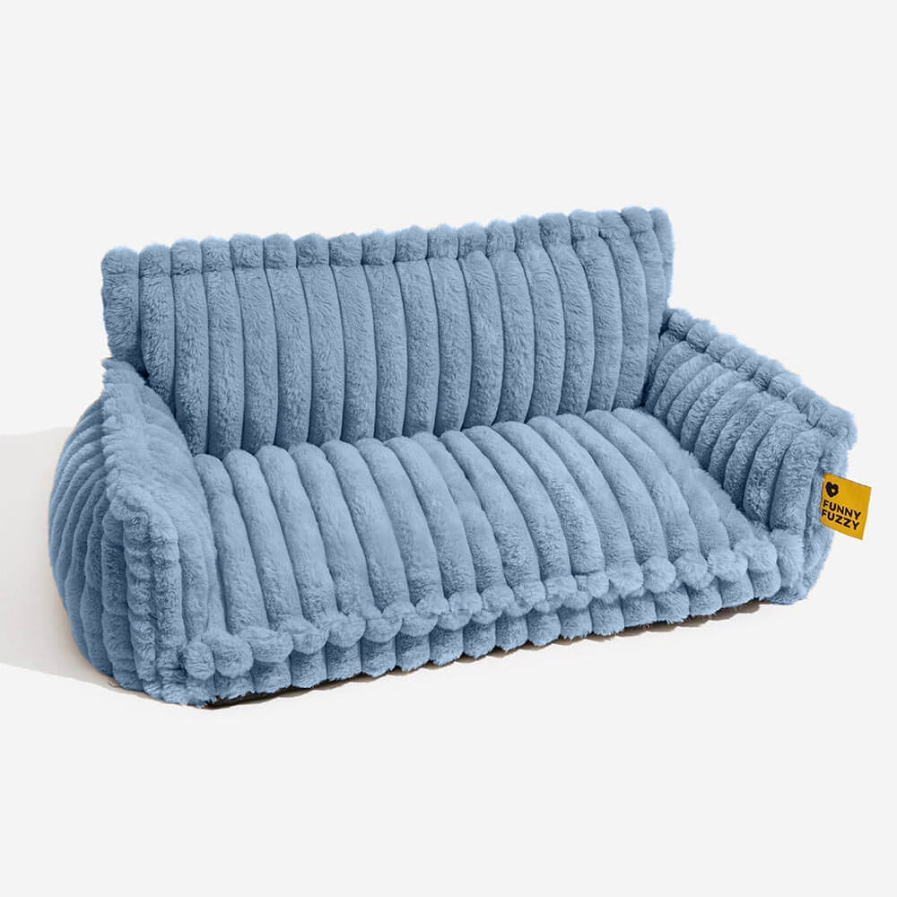 Sofa Orthopédique Best-Seller avec Appui-Tête pour Chien | Mousse Gaufrée, Fausse Fourrure, 8 Coloris