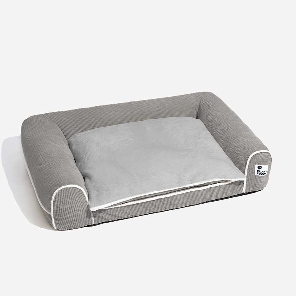 Sofa Flanelle Double Couche Orthopédique pour Chien | Accoudoirs Rembourrés, Chic, Lavable