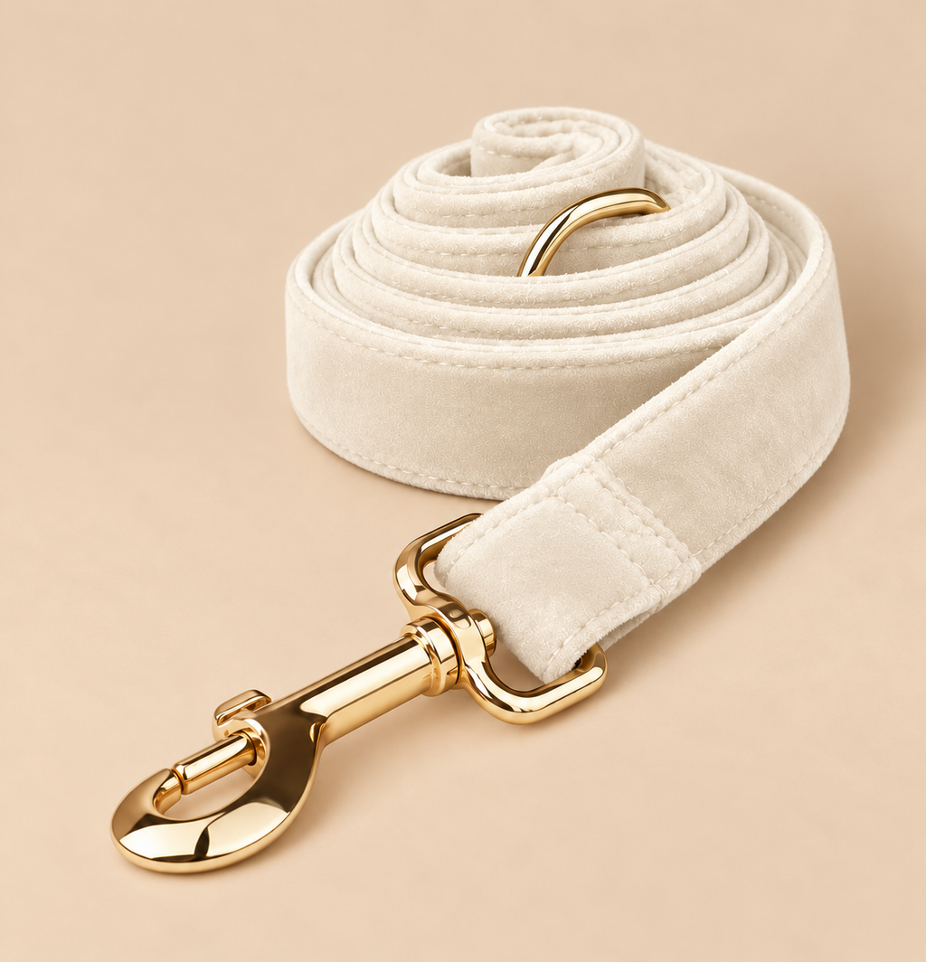 Laisse pour Chien Velvet Crème | 1,50 m, Assortie Collier & Harnais