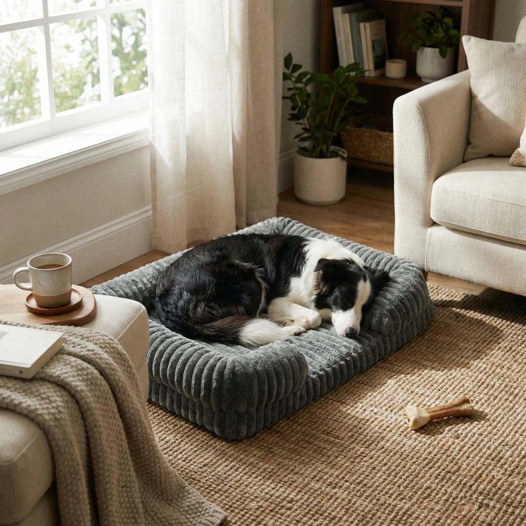 panier rectangulaire pour chien avec parois epaisses et assise homogene