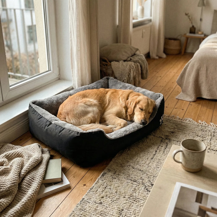 chien repose dans coin salon