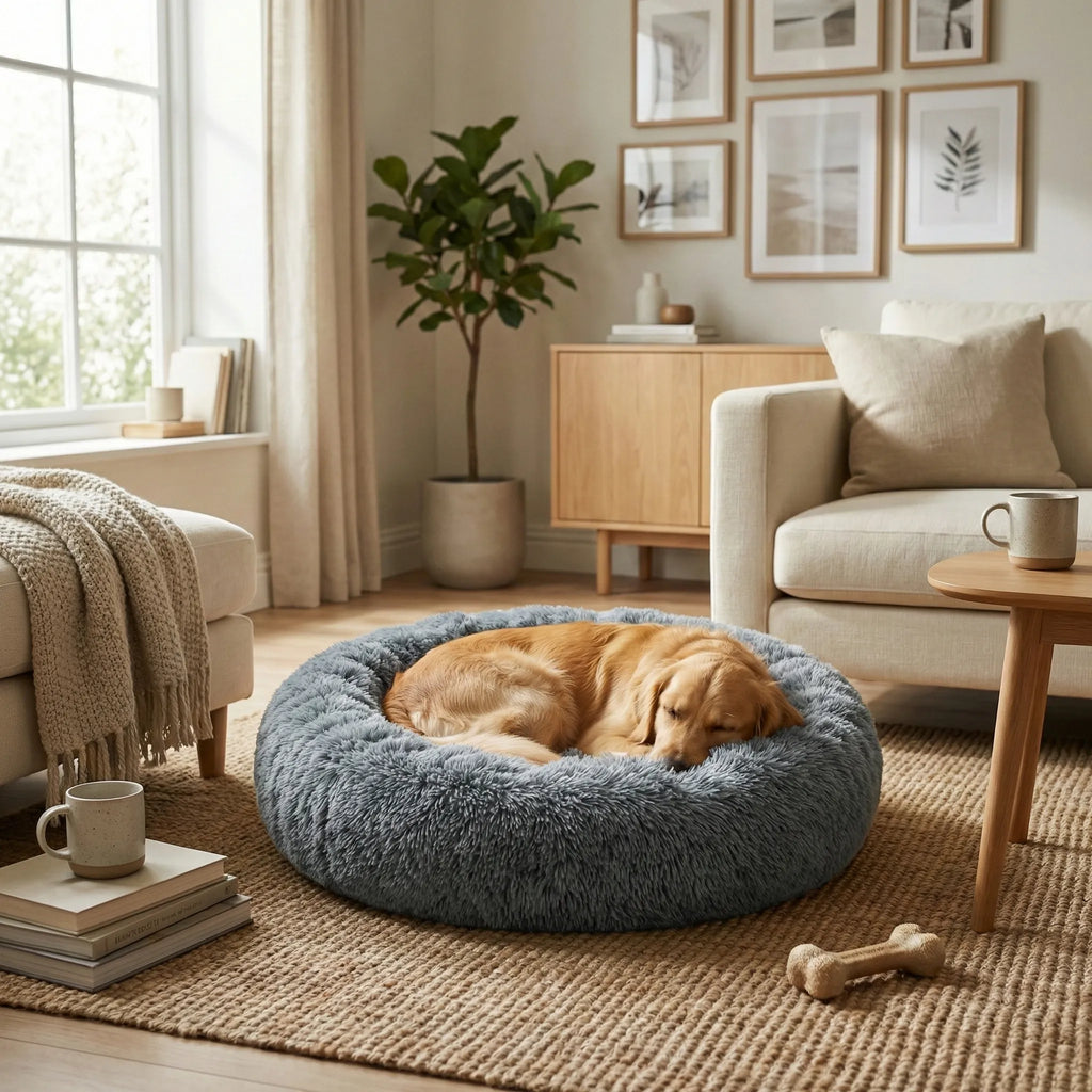 chien couche dans panier doux interieur maison