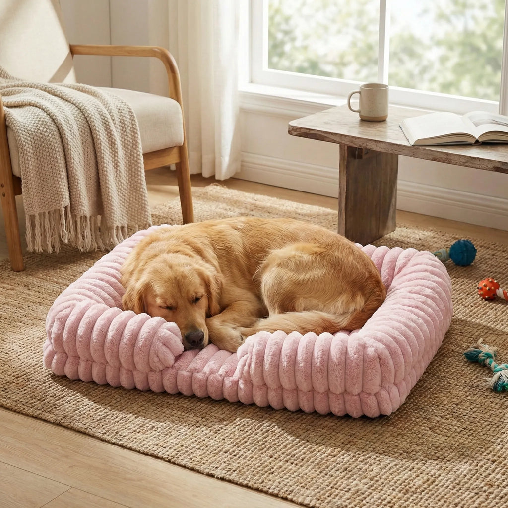 panier pour chien rectangulaire avec rebords hauts et zone centrale parfaitement plane