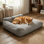 panier sofa pour chien en forme de banquette avec dossier inclinee et assise moelleuse