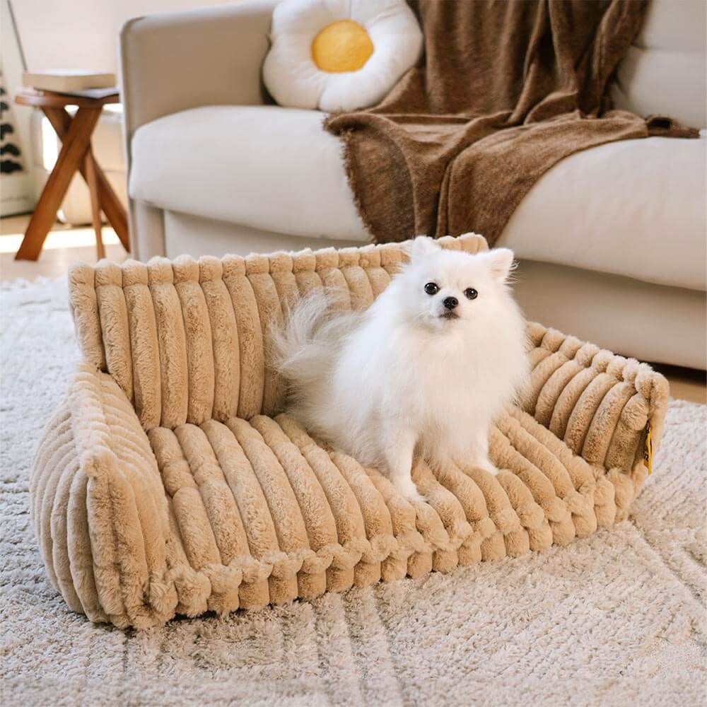 Sofa orthopédique pour chien avec appui-tête - gros plan sur le tissu