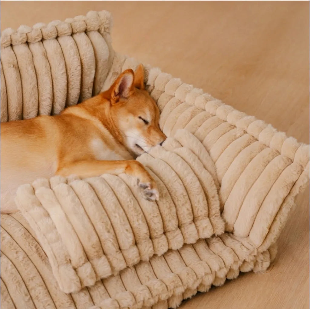 Sofa orthopédique pour chien avec appui-tête - vue de profil