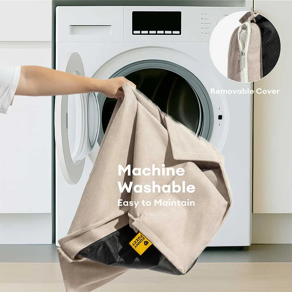 Lit Orthopédique Chenille Double Couche avec Oreiller | Toutes Saisons, Amovible, Lavable